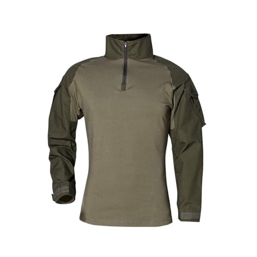 Oanviso Herren Outdoor Military Schlank Passen Taktisch Shirt Tarnung Jacke Kampf Langarm Camouflag T-Shirt Für Tactical Airsoft Paintball Armee Jagd Desert Hemd D Grün L von Oanviso