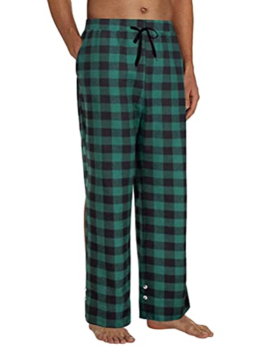 Oanviso Herren Pyjamahose Karo Hose mit Taschen Elastischer Bund mit Kordelzug Freizeithose Klassische Karierte Heimhose Bequem und Atmungsaktiv Sleepwear Hose Frühling Pyjamaunterteil A Grün XS von Oanviso