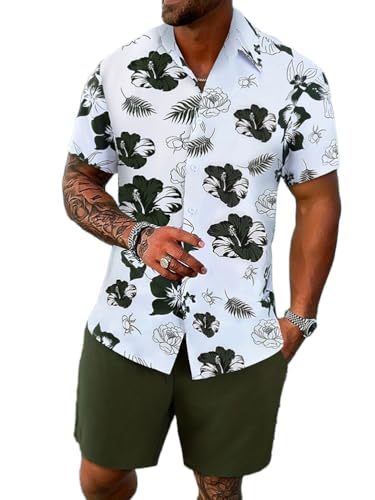 Oanviso Herren Set Casual Floral Hawaiihemd Strandshorts Blumenhemd T-Shirts + Kurze Hose Beach Polo Hemd Strand Surf Shorts Freizeitanzug Trainingsanzug Sommer A 9 L Oanviso Herren Set Casual Floral Hawaiihemd Strandshorts Blumenhemd T-Shirts + Kurze Hose Beach Polo Hemd Strand Surf Shorts Freizeitanzug Trainingsanzug Sommer A 9 L von Oanviso