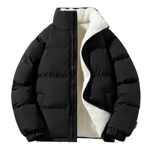 Oanviso Herren Steppjacke Winter Unisex Einfarbige Warme Gefüttert Jacke Verdickte Padded Jacket Outdoor Mantel Casual Übergangsjacke Winterjacke Parka Daunenjacke A Schwarz S von Oanviso