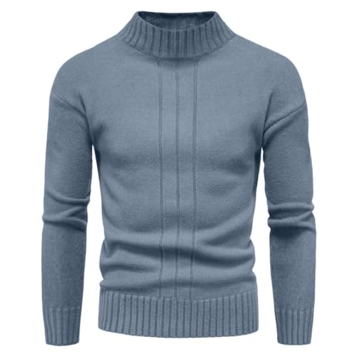 Oanviso Herren Strickpullover mit Stehkragen Sweater Slim fit Halber-Rollkragen Pullover Basic Männer Pullunder Casual Knitted Pullover Sweater Winter Easy-Kollokation Langarm Top A Blau XS von Oanviso