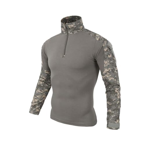 Oanviso Herren Taktisch Airsoft T-Shirt ohne Kapuze Sweatshirt Outdoor Einfarbig Pullover Stehkragen Sweater Herbst Casual Pulli Langarm Oversized für Männer B Grau S von Oanviso