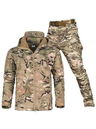 Oanviso Herren Trainingsanzüge Tactical Militär Kleidung Kriegsspiel Taktisch Uniform Warm Winter Windjacke und Cargo Hose Outfit Jagdbekleidung Mode Schießen Set B 3 L von Oanviso