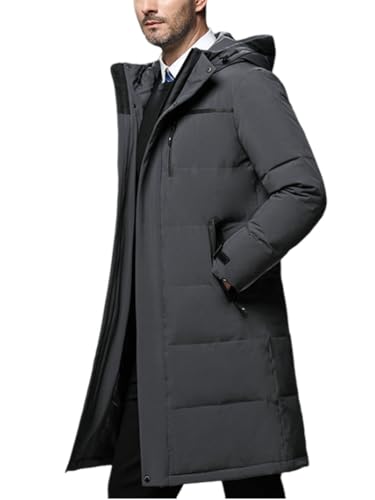 Oanviso Herren Winter Daunenjacke Mantel mit Reißverschluss Lang Winterjacke Parka Verdicken Warme Steppjacke Wintermantel Daunenmantel Steppmantel für Männer C Grau S von Oanviso