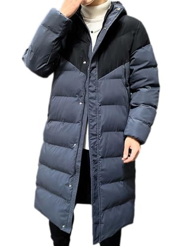 Oanviso Herren Winter Daunenjacke Mantel mit Reißverschluss Lang Winterjacke Parka Verdicken Warme Steppjacke Wintermantel Daunenmantel Steppmantel für Männer D Marine L von Oanviso