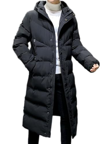 Oanviso Herren Winter Daunenjacke Mantel mit Reißverschluss Lang Winterjacke Parka Verdicken Warme Steppjacke Wintermantel Daunenmantel Steppmantel für Männer D Schwarz L von Oanviso