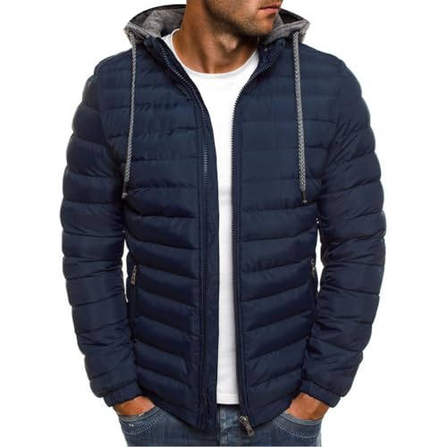 Oanviso Herren Winterjacke Herren Daunenjacke mit Reißverschluss Casual Übergangsjacke Puffer Jacke Leichte Steppjacke Blouson Daunenmantel Kurze Mantel Sweatjacke A Marine M von Oanviso