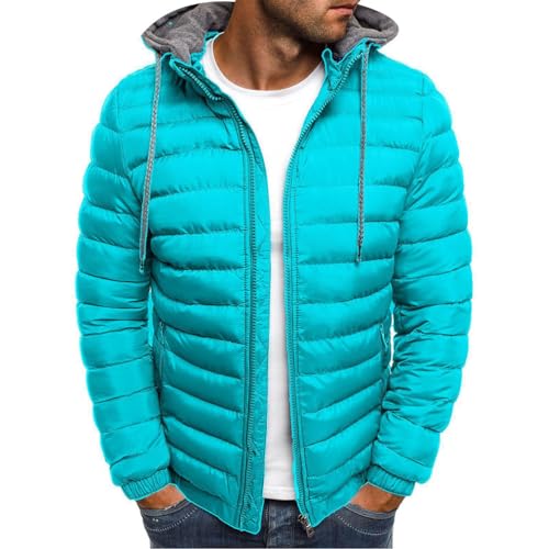 Oanviso Herren Winterjacke Herren Daunenjacke mit Reißverschluss Casual Übergangsjacke Puffer Jacke Leichte Steppjacke Daunenmantel Blouson Kurze Mantel Sweatjacke A Bleu Clair M von Oanviso
