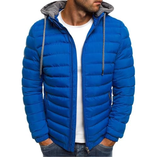 Oanviso Herren Winterjacke Herren Daunenjacke mit Reißverschluss Casual Übergangsjacke Puffer Jacke Leichte Steppjacke Daunenmantel Blouson Kurze Mantel Sweatjacke A Dunkelblau XXL von Oanviso