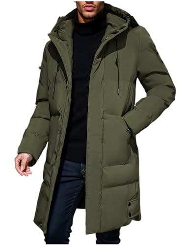Oanviso Herren Winterjacke Lange Daunenjacke Warm Parka Jacke mit Kapuze Steppjacke Vintage Wintermantel Casual Daunenmantel Mode Oberbekleidung Outdoorjacke B Armeegrün M von Oanviso
