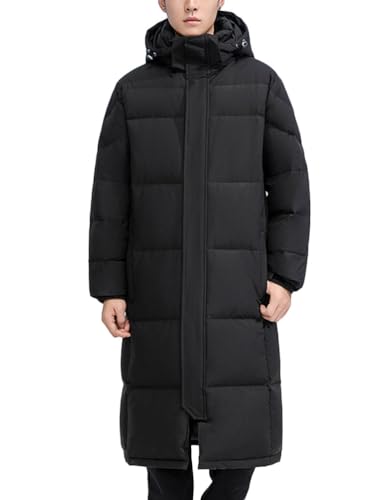 Oanviso Herren Winterjacke Lange Daunenjacke Warm Parka Jacke mit Kapuze Steppjacke Vintage Wintermantel Casual Daunenmantel Mode Oberbekleidung Outdoorjacke E Schwarz 3XL von Oanviso