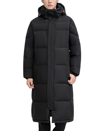 Oanviso Herren Winterjacke Lange Daunenjacke Warm Parka Jacke mit Kapuze Steppjacke Vintage Wintermantel Casual Daunenmantel Mode Oberbekleidung Outdoorjacke E Schwarz XL von Oanviso