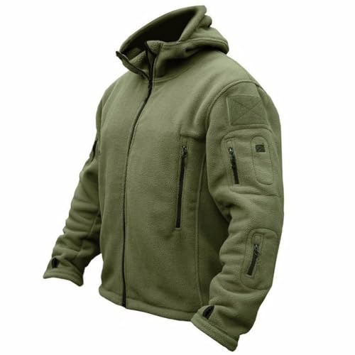 Oanviso Herren Winterjacke Warm Arbeitsjacke Plüsch Tactical Militär Softshell Mantel Bergsteigerkleidung Männer Fleecejacke mit Taschen Übergangsmantel Oversized A Armeegrün S von Oanviso