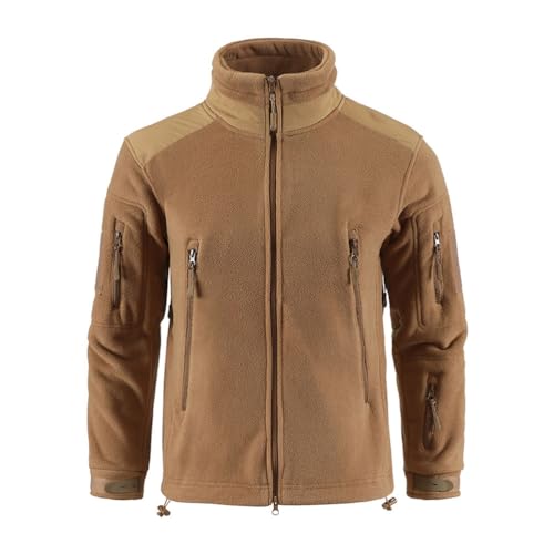 Oanviso Herren Winterjacke Warm Arbeitsjacke Plüsch Tactical Militär Softshell Mantel Bergsteigerkleidung Männer Fleecejacke mit Taschen Übergangsmantel Oversized C Khaki S von Oanviso