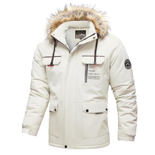 Oanviso Herren Winterjacke Warm Fleecejacke Männer Skijacke Lang Wintermantel Campingjacke mit Abnehmbarer Kapuze Gefütterte Angeljacke Winddicht Übergangsjacke A Weiß M Oanviso Herren Winterjacke Warm Fleecejacke Männer Skijacke Lang Wintermantel Campingjacke mit Abnehmbarer Kapuze Gefütterte Angeljacke Winddicht Übergangsjacke A Weiß M von Oanviso