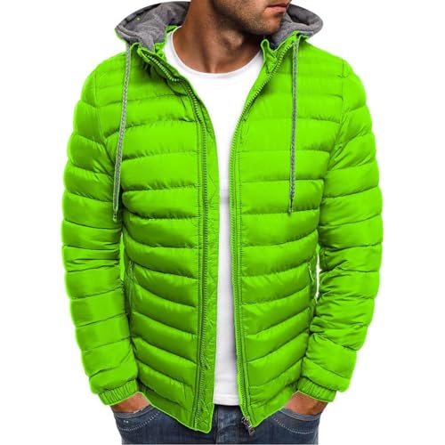 Oanviso Herren Winterjacke mit Kapuze Daunenjacke Warm Parka Jacke Männer Übergangsjacke Steppjacke Mode Wintermantel Softshelljacke Oberbekleidung Outdoorjacke A Hellgrün 3XL von Oanviso