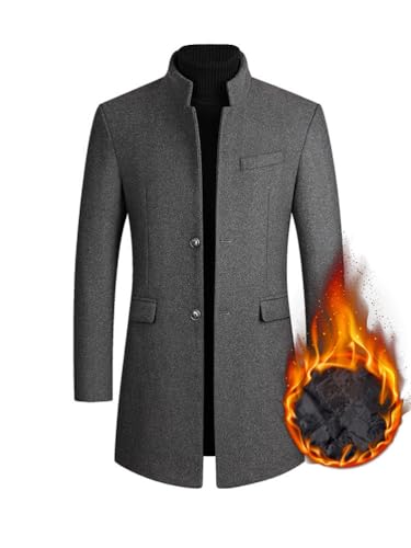 Oanviso Herren Wintermantel Dicker Langer Wollmantel Business Casual Herrenmantel Überzieher Frühling Trenchcoat Windbreaker Freizeit Jacken Lässiger Winterjacke A Grau S von Oanviso