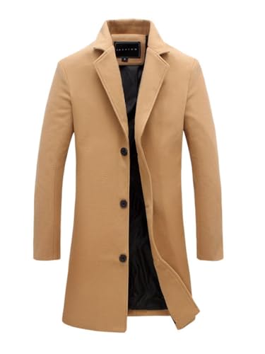 Oanviso Herren Wintermantel Dicker Langer Wollmantel Warm Business Casual Herrenmantel Große Größen Oberbekleidung Trenchcoat Windbreaker Freizeit Winterjacke A Khaki XXL von Oanviso