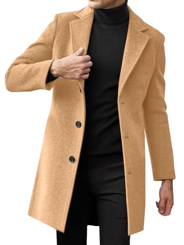 Oanviso Herren Wintermantel Dicker Langer Wollmantel Warm Business Herrenmantel Große Größen Oberbekleidung Casual Trenchcoat Windbreaker Freizeit Winterjacke A Khaki S von Oanviso