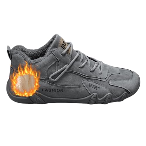 Oanviso Herren Winterstiefel Barfußschuhe Plüsch Schuhe Warm Gefüttert Thermo Traillaufschuhe Combat Militär Stiefel Schlupfstiefel Wanderschuhe Schneestiefel A Grau 42 EU von Oanviso