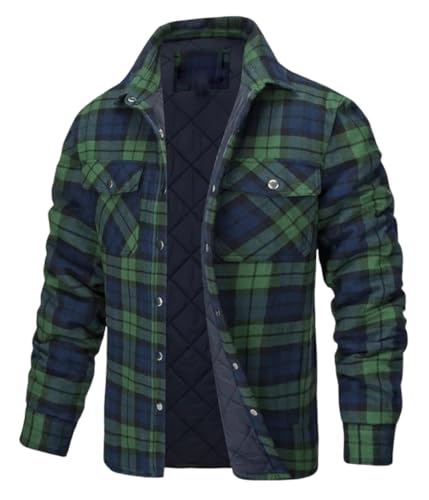 Oanviso Holzfällerjacke Herren Gefüttert Winter Winterjacke Kariert Thermojacke Thermohemd Holzfällerhemd Jacke Hemdjacke Warme Sweatjacke Arbeitsjacke Hemd Mit Knöpfen Freizeitjacke A Dunkelgrün L von Oanviso