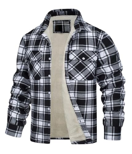 Oanviso Holzfällerjacke Herren Gefüttert Winter Winterjacke Kariert Thermojacke Thermohemd Holzfällerhemd Jacke Hemdjacke Warme Sweatjacke Arbeitsjacke Hemd Mit Knöpfen Freizeitjacke B Schwarz XS von Oanviso