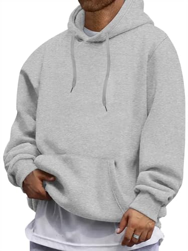 Oanviso Hoodie Herren Einfarbig Kapuzenpullover Jogging Winter Kapuzen Hoody Pullover Männer Sport Freizeit Langarm Sweatshirt mit Kapuze A-grau M von Oanviso