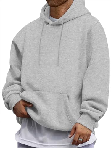 Oanviso Hoodie Herren Einfarbig Kapuzenpullover Jogging Winter Kapuzen Hoody Pullover Männer Sport Freizeit Langarm Sweatshirt mit Kapuze A-grau XL von Oanviso