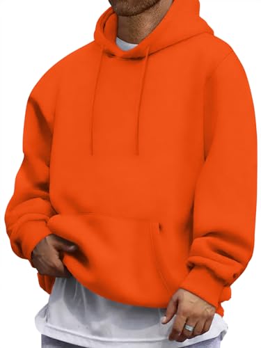 Oanviso Hoodie Herren Einfarbig Kapuzenpullover Jogging Winter Kapuzen Hoody Pullover Männer Sport Freizeit Langarm Sweatshirt mit Kapuze A-orange L von Oanviso