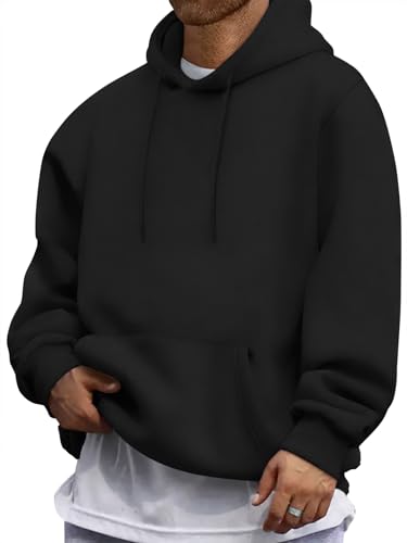 Oanviso Hoodie Herren Einfarbig Kapuzenpullover Jogging Winter Kapuzen Hoody Pullover Männer Sport Freizeit Langarm Sweatshirt mit Kapuze A-schwarz XL von Oanviso