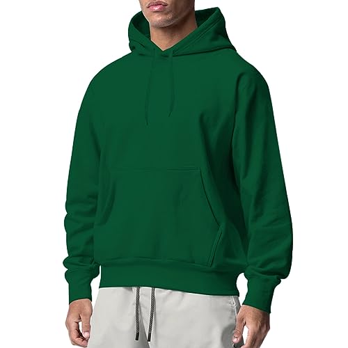 Oanviso Hoodie Herren Hooded Sweatshirt Einfarbig Vordertasche Kapuzenpullover Moda Hoodies Langarm Hoody Männer Pullover mit Kapuze Kapuzenjacke Frühling Herbst Hoodie Slim Fit A Grün L von Oanviso