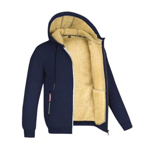 Oanviso Hoodie Herren Sweatjacke Fleece Gefüttert Winter Warm Kapuzenpullover Zipper Fleecejacke mit Kapuze Casual Sweatshirt Langarm Steppjacke Hoodies für Männer A Marine L von Oanviso