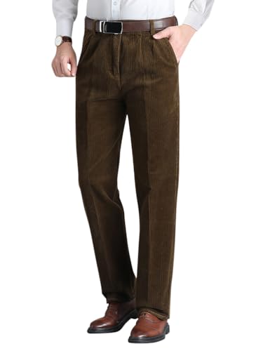 Oanviso Hosen für Herren Business Anzughose Slim Fit Cordhose Stretch Warme Chino Hosen mit Taschen Herbst Klassisch Geschnittene Hose Elegante Anzug Hose Einfarbig Freizeithose C Braun S von Oanviso