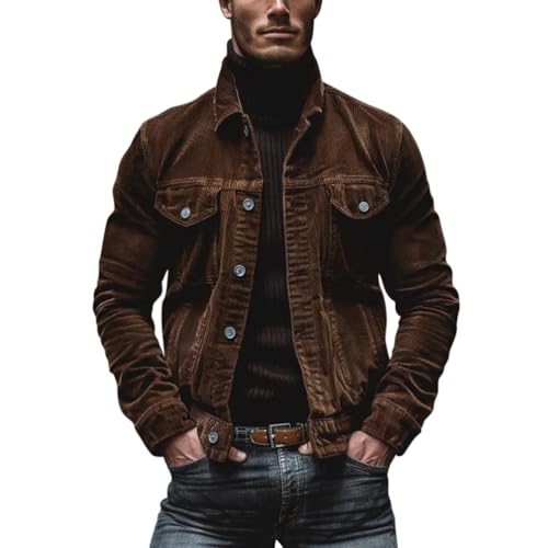 Oanviso Jacke Corduroy Herren Lange Ärmel Cordjacke Vintage mit Revers Jacken Herbst Freizeitjacke Regular Fit Button-Up Cargo Mantel Männer Übergangsjacke A Braun XXL Oanviso Jacke Corduroy Herren Lange Ärmel Cordjacke Vintage mit Revers Jacken Herbst Freizeitjacke Regular Fit Button-Up Cargo Mantel Männer Übergangsjacke A Braun XXL von Oanviso