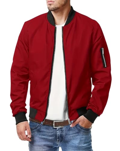 Oanviso Jacke Herren Bomberjacke Slim Fit Jackets Stehkragen Leichte Mantel Langarm Freizeit Jacken Fliegerjacke Übergangsjacke Herrenjacke Outdoor Sportjacke Frühling Jacken Bomber B Rot M Oanviso Jacke Herren Bomberjacke Slim Fit Jackets Stehkragen Leichte Mantel Langarm Freizeit Jacken Fliegerjacke Übergangsjacke Herrenjacke Outdoor Sportjacke Frühling Jacken Bomber B Rot M von Oanviso