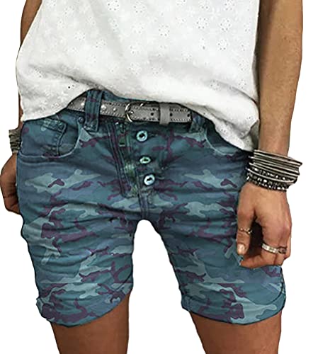 Oanviso Jeans Short Damen High Waist Denim Bermuda-Shorts Basic Stretch Shorts mit Aufschlag Tarnung Kurze Hose Short Boyfriend Caprihose im Used Look D Blau XL Oanviso Jeans Short Damen High Waist Denim Bermuda-Shorts Basic Stretch Shorts mit Aufschlag Tarnung Kurze Hose Short Boyfriend Caprihose im Used Look D Blau XL von Oanviso