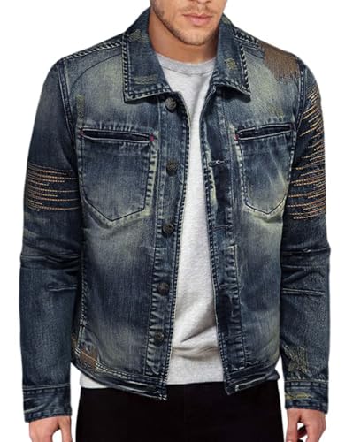 Oanviso Jeansjacke Herren Denim Jacket Outerwear Jeans Übergangsjacke Motorrad Jacken Slim Fit Vintage Stretch Jeans Freizeitjacke Jeansmantel Männer Jeansjacke Outdoor A 04 3XL von Oanviso