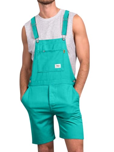 Oanviso Latzhose Herren Jumpsuit Cargo Overall Kurze Arbeitshose Loose Fit Retro Sommer Shorts mit Taschen Overalls Latzanzug Kurz Jumpsuits Männer Streetwear Casual A Türkis XL Oanviso Latzhose Herren Jumpsuit Cargo Overall Kurze Arbeitshose Loose Fit Retro Sommer Shorts mit Taschen Overalls Latzanzug Kurz Jumpsuits Männer Streetwear Casual A Türkis XL von Oanviso