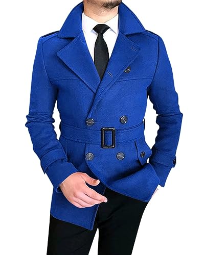 Oanviso Mantel Herren Trenchcoat mit Gürtel Mäntel Mittellang Jacken Wintermantel mit Revers Zweireihiger Knöpfen Arbeitsjacke Herbst Wollmantel Windbreaker Freizeitjacke Männer A Blau S Oanviso Mantel Herren Trenchcoat mit Gürtel Mäntel Mittellang Jacken Wintermantel mit Revers Zweireihiger Knöpfen Arbeitsjacke Herbst Wollmantel Windbreaker Freizeitjacke Männer A Blau S von Oanviso