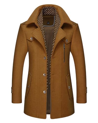 Oanviso Mantel Herren Trenchcoat mit Gürtel Mäntel Mittellang Jacken Wintermantel mit Revers Zweireihiger Knöpfen Arbeitsjacke Herbst Wollmantel Windbreaker Freizeitjacke Männer D Khaki 3XL von Oanviso