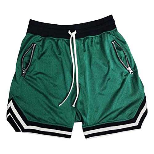 Oanviso Shorts Basketball Herren Kurze Hose Elastische Sports Shorts Sommer Shorts Loose Classic Basketball Trainingsshorts mit Taschen Casual Laufshorts Jogging Netzgewebe Atmungsaktiv A Grün S von Oanviso