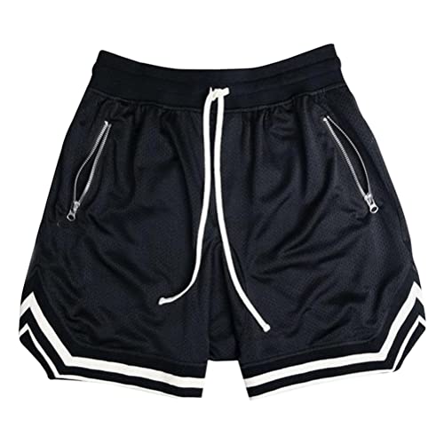 Oanviso Shorts Basketball Herren Kurze Hose Elastische Sports Shorts Sommer Shorts Loose Classic Basketball Trainingsshorts mit Taschen Casual Laufshorts Jogging Netzgewebe Atmungsaktiv A Schwarz XS von Oanviso