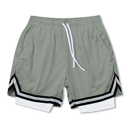 Oanviso Shorts Basketball Herren Kurze Hose Elastische Sports Shorts Sommer Shorts Loose Classic Basketball Trainingsshorts mit Taschen Casual Laufshorts Jogging Netzgewebe Atmungsaktiv E Grau S von Oanviso