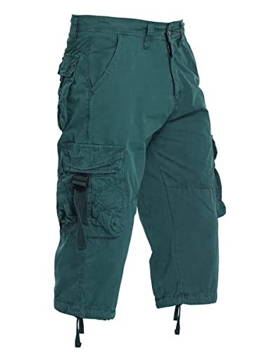Oanviso Shorts für Herren Kurze Hosen Sommer Cargo Shorts Freizeit Weich Bermuda Short Retro Cargohose 3/4 Sporthose mit Taschen Herrenshorts Reißverschluss Slim Fit A Türkis M von Oanviso