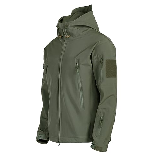 Oanviso Softshelljacke für Herren Leichte Jacke Taktische Jacke mit Kapuze Outdoor Jacket Wasserdicht Mantel Atmungsaktiv Arbeitsjack Softshell Jacken Funktionsjacke Trekkingjacke B Grün M von Oanviso