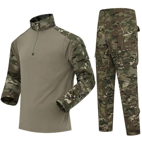 Oanviso Tarnanzug Herren Airsoft Paintball Tactical Shirt und Combat Shirt Taktische Hose Softair Militär Anzug Männer Outdoor Camouflage Jagdbekleidung Oversized A Grau XL von Oanviso