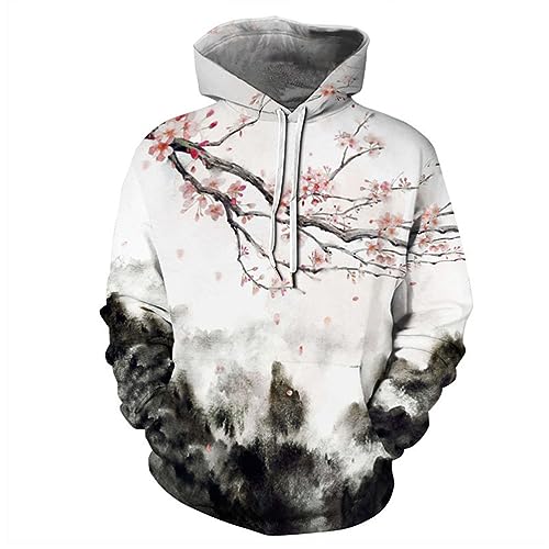 Oanviso Techwear Japanischer Harajuku Herren Drucken Kapuzenpullover Hip Hop Hoodie Plus Pullover für Frühling Teenager Hoodie Sweatshirt Lose Pullover Oversized A 1 XXL von Oanviso