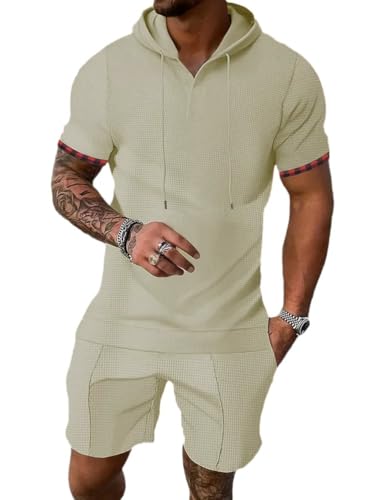 Oanviso Trainingsanzug für Herren Sommer Sportanzug Outfit Kurzarm Hoodie Hemd mit Kapuze T-Shirts + Shorts Set Freizeitanzug Männer Sweatshirt und Sporthose A Khaki L Oanviso Trainingsanzug für Herren Sommer Sportanzug Outfit Kurzarm Hoodie Hemd mit Kapuze T-Shirts + Shorts Set Freizeitanzug Männer Sweatshirt und Sporthose A Khaki L von Oanviso