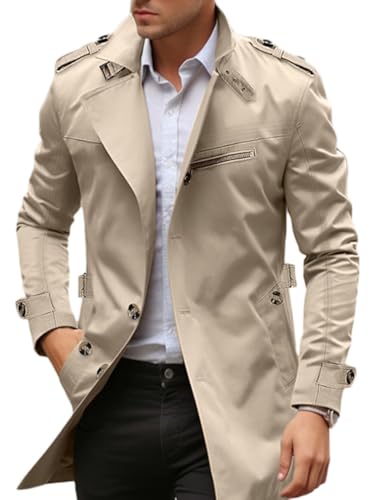Oanviso Trenchcoat Herren Lang Wintermantel Business Einfarbiger Steppjacke Windbreaker Mode Umlegekragen Langarm Übergangsjacke Vintage Freizeitjacke Reverskragen A Khaki XXL Oanviso Trenchcoat Herren Lang Wintermantel Business Einfarbiger Steppjacke Windbreaker Mode Umlegekragen Langarm Übergangsjacke Vintage Freizeitjacke Reverskragen A Khaki XXL von Oanviso