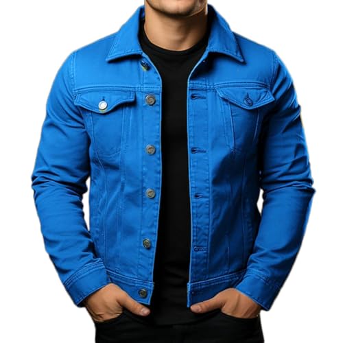 Oanviso Übergangsjacke Herren Jeansjacke Denim Outdoorjacke Fliegerjacke Frühlingsjacke Herbstjacke Vintage Jacke Jeans Bikerjacke Arbeitsjacke Kurze Mantel A Blau XXL von Oanviso